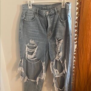 American Eagle Outfitters Ripped Blue Boyfriend Jeans
